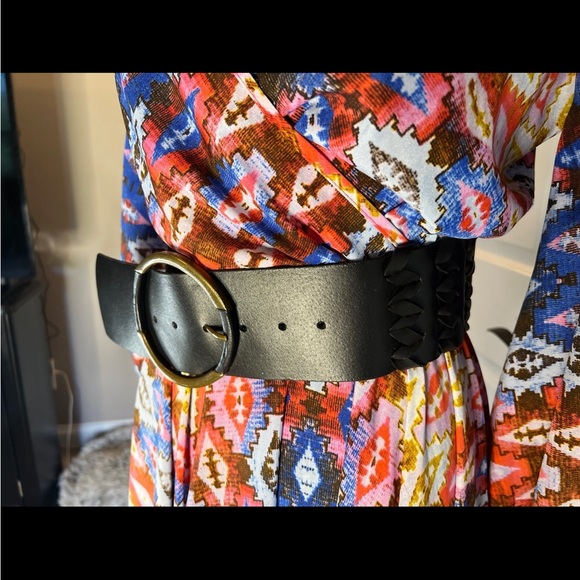 New Jag 3” Wide Black Belt with Buckle 4” Genuine Leather with Weaving XL - Picture 3 of 9